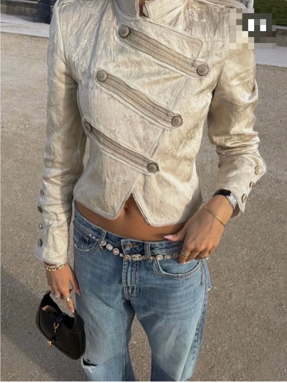 Zara Cream Military-Inspired Cropped Jacket - Picture 10 of 11